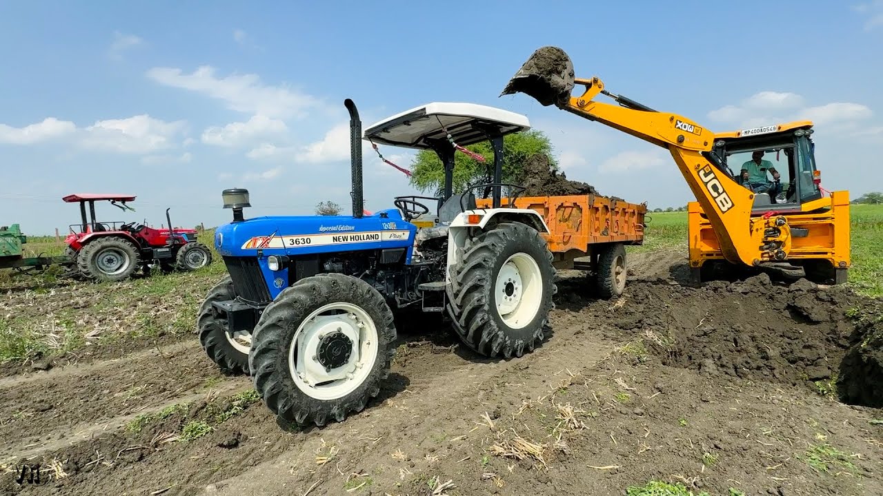 Part-3 | John Deere 5050 फस गया ट्राली के साथ JCB 3dx से खींचना पड़ा New Holland 3630 Mahindra Arjun