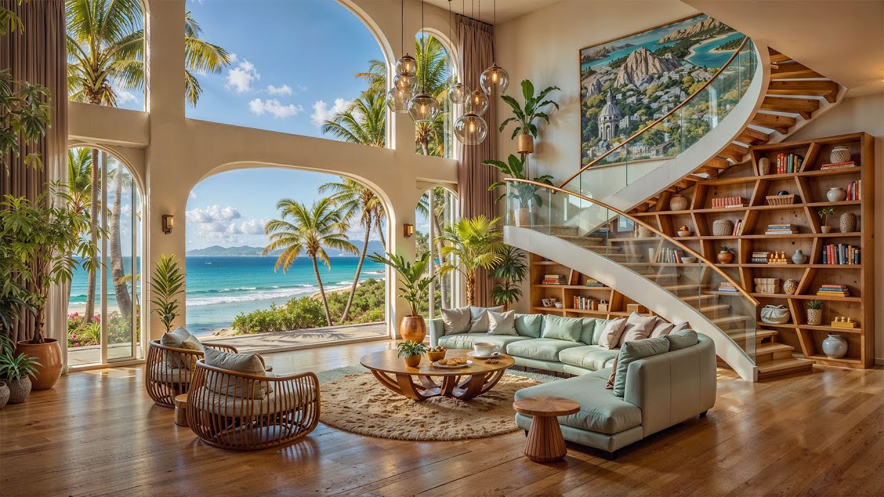Relaxing Jazz in a Tranquil Resort Seaside ☀️🌊 Soft Jazz Music Instrumental for Good Mood