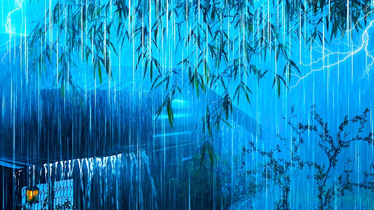 Fall Asleep Fast in 3 Minutes with Torrential Rain & Intense Thunder on a Cabin's Tin Roof at Night
