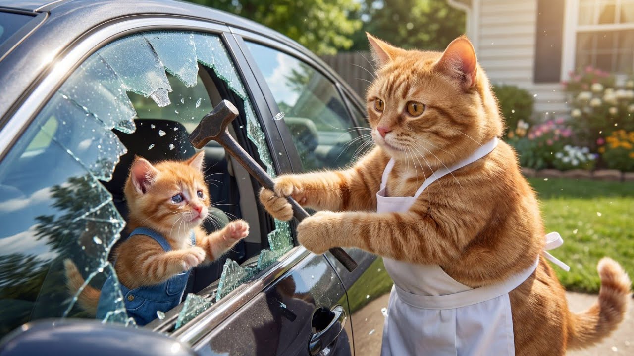 Baby Cat Locked in Car 😱 Mama Cat’s Brave Rescue