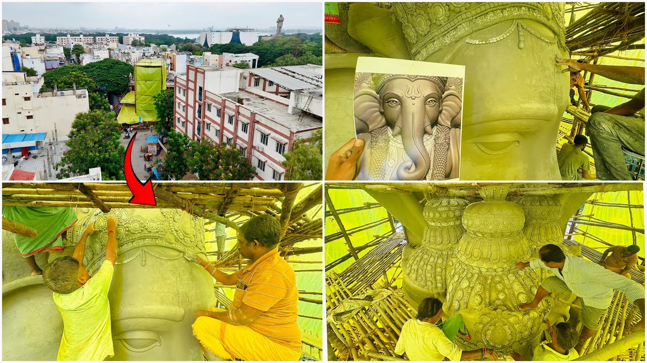 Khairthabad Bada Ganesh latest update🔱 | kiritam jewellers work Started | Drone View😱 Daily Updates