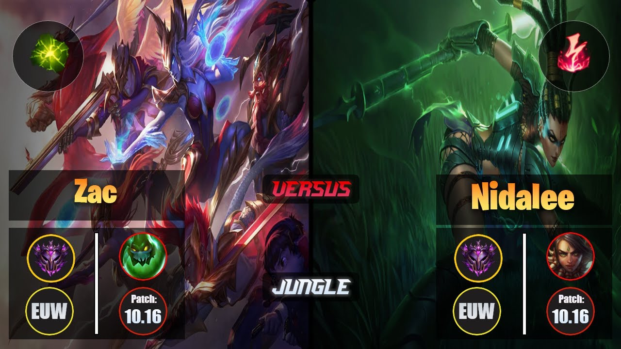 Master ZAC [Aftershock] (Jungle) VS  NIDALEE - Master EUW Patch 10.16