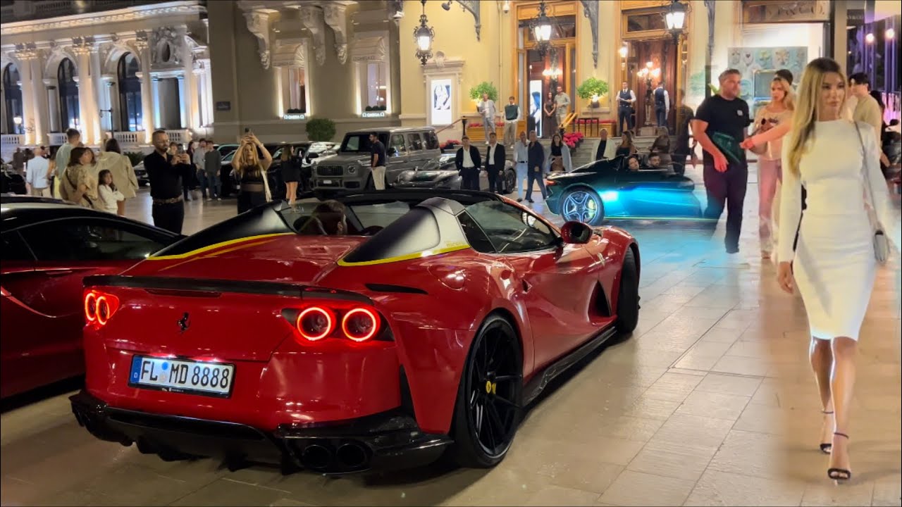 Millionaires Night life in Monaco Ferrari 812 Novitec and V12 Speedster 