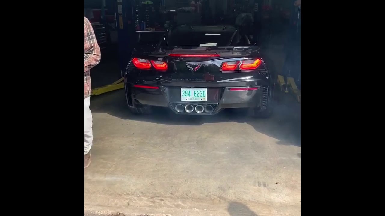 C7 Z06 ARH 2” longtube headers catted x-pipe lt4 corvette cold start and burnouts