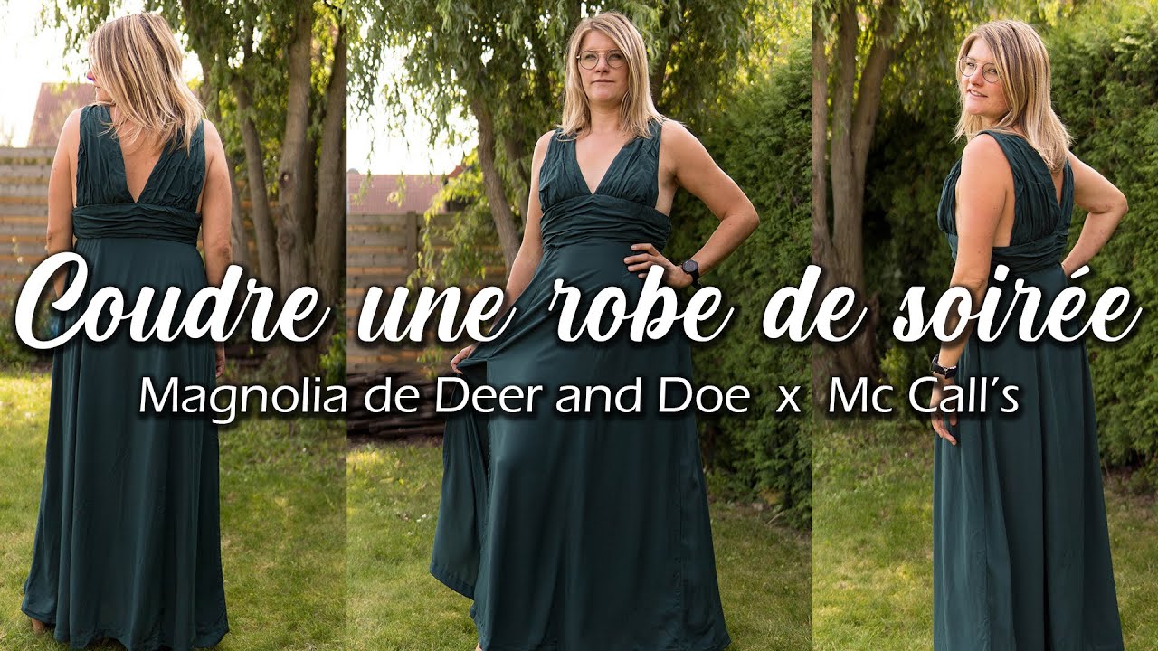 Vlog : je couds une robe de soirée en mixant la robe Magnolia de Deer and Doe et M7896
