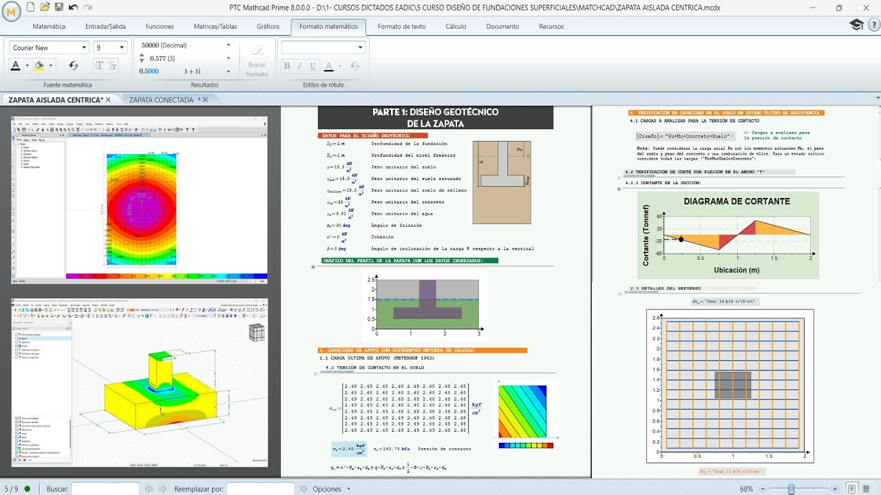 DISEÑO DE ZAPATA AISLADA (GEOTÉCNICO Y ESTRUCTURAL) ACI 318-19- MATCHCAD  ( SAFE, GEO5, RFEM6)