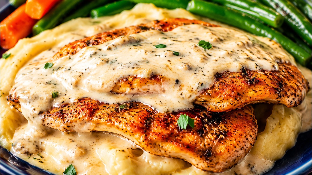 Chicken Steak With White Sauce By SooperChef