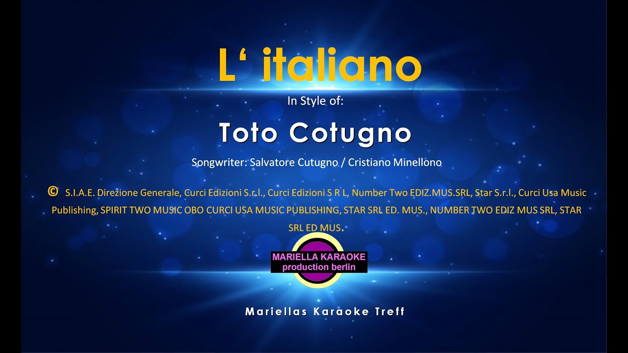 Toto Cotugno - l'italiano (Karaoke Version)
