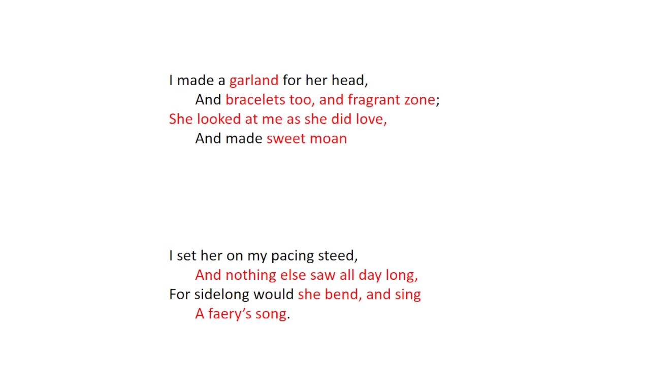 La Belle Dame Sans Merci A Ballad By John Keats Analysis