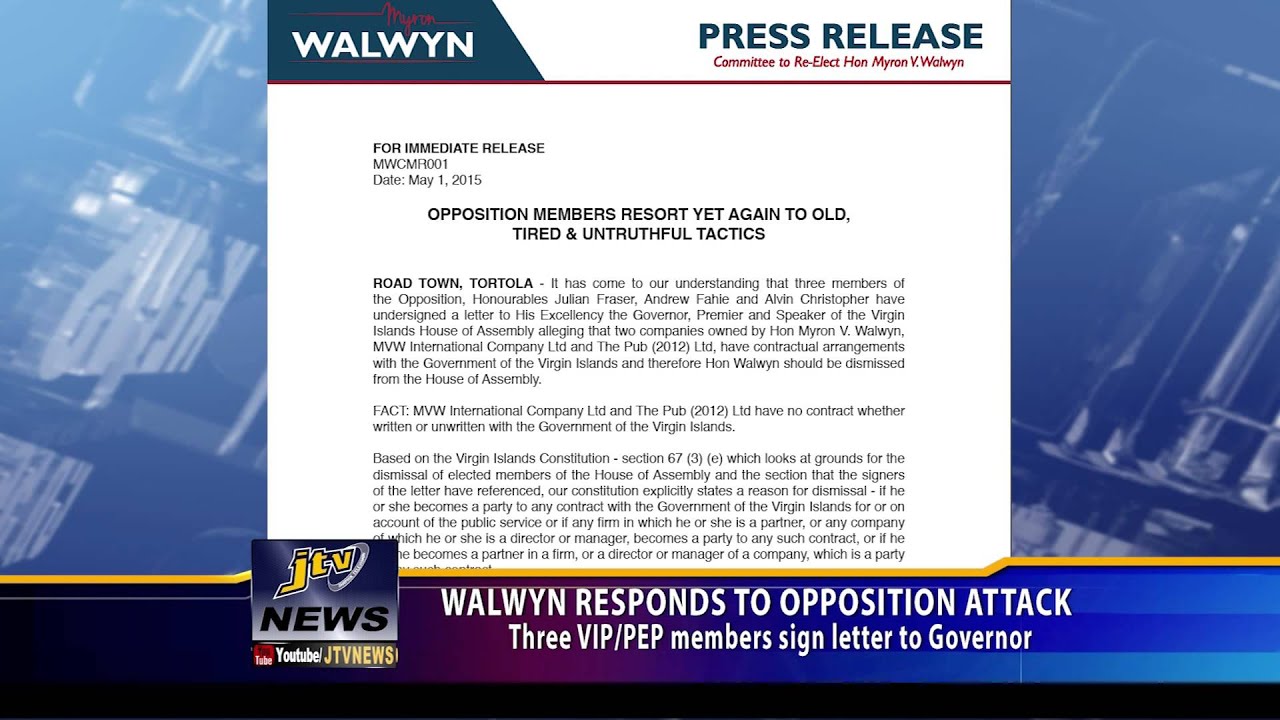 WALWYN RESPONDS TO OPPOSITION ATTACK