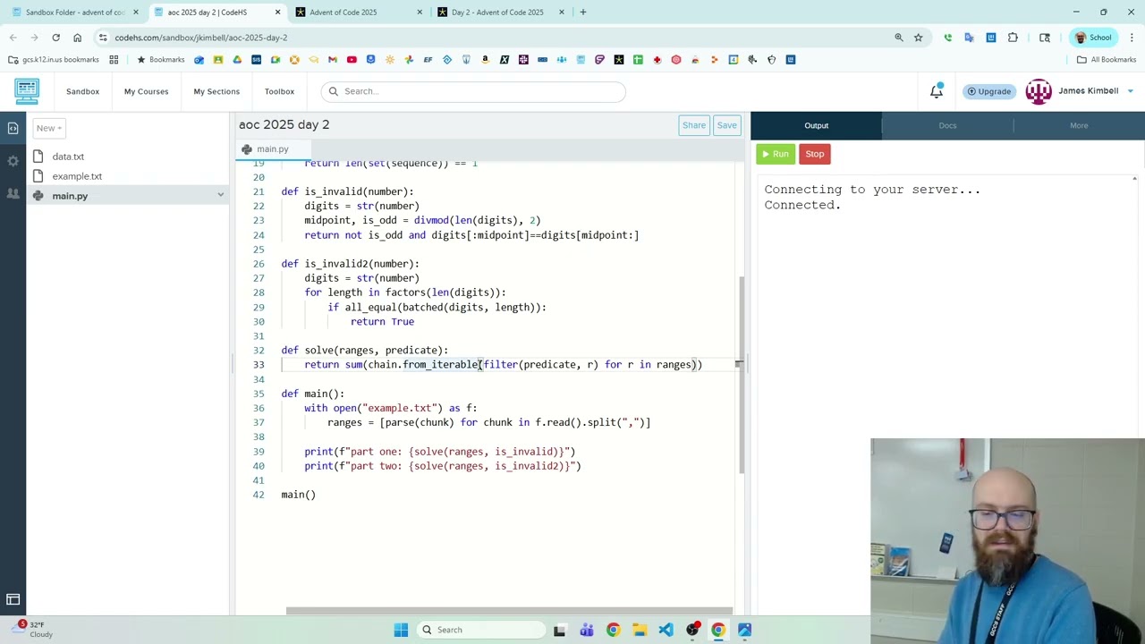 Days 1-3: Advent of Code 2025 on CodeHS