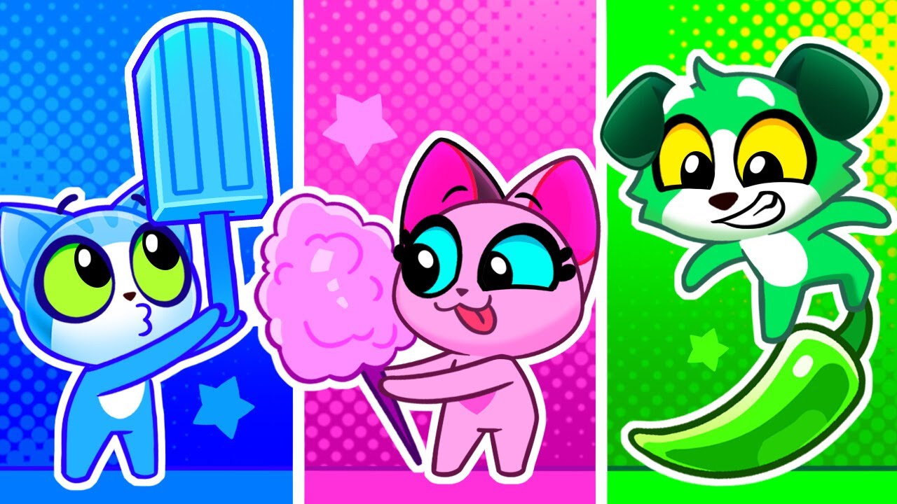 Eating Only One Color Food | Pink VS Blue VS Green Food | Healthy Food Habits Learning | Purr-Purr