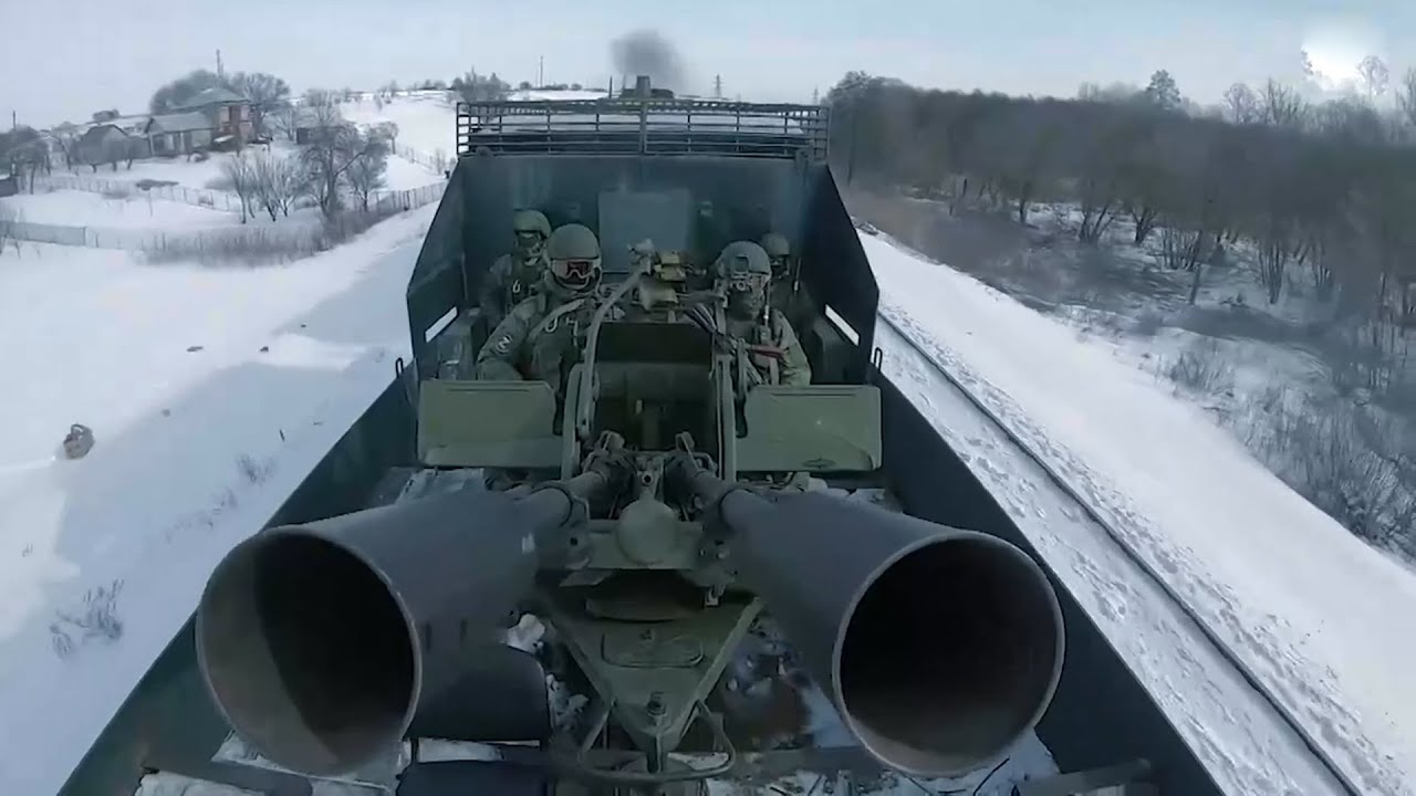 ​Russia Shows Off the Yenisei Armored Train Equipped with the ZU-23-2 Anti Aircraft Cannon