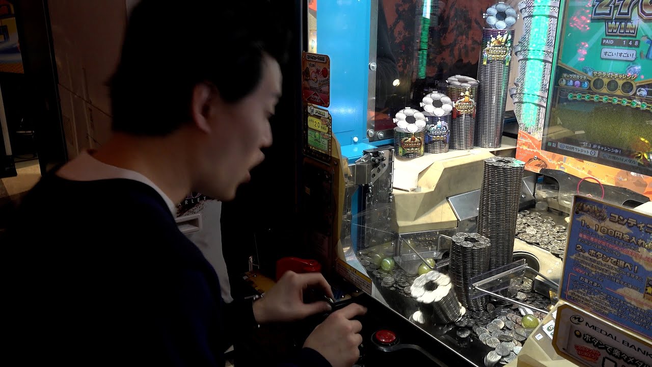 粗品JACKPOT脅威の73連チャンでメダルタワー完成