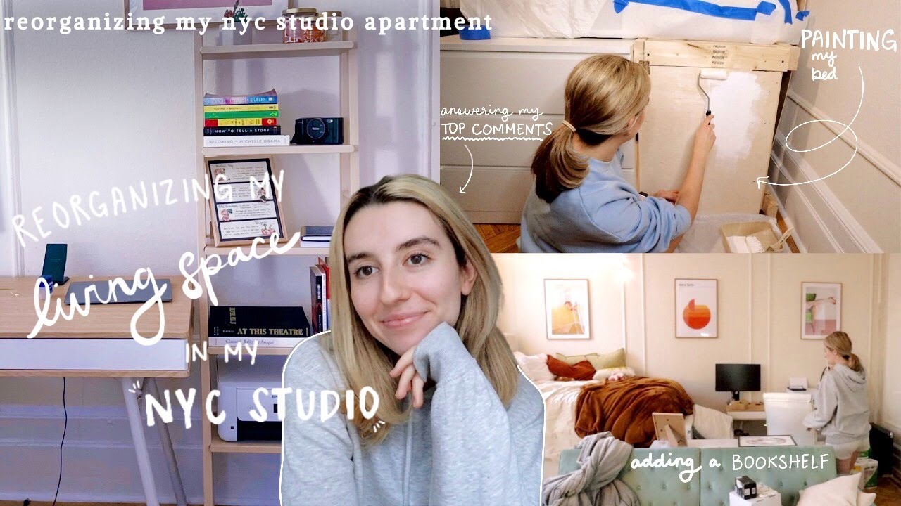 reorganizing my nyc studio apartment 05. painting my bed, answering apartment questions, bookshelf