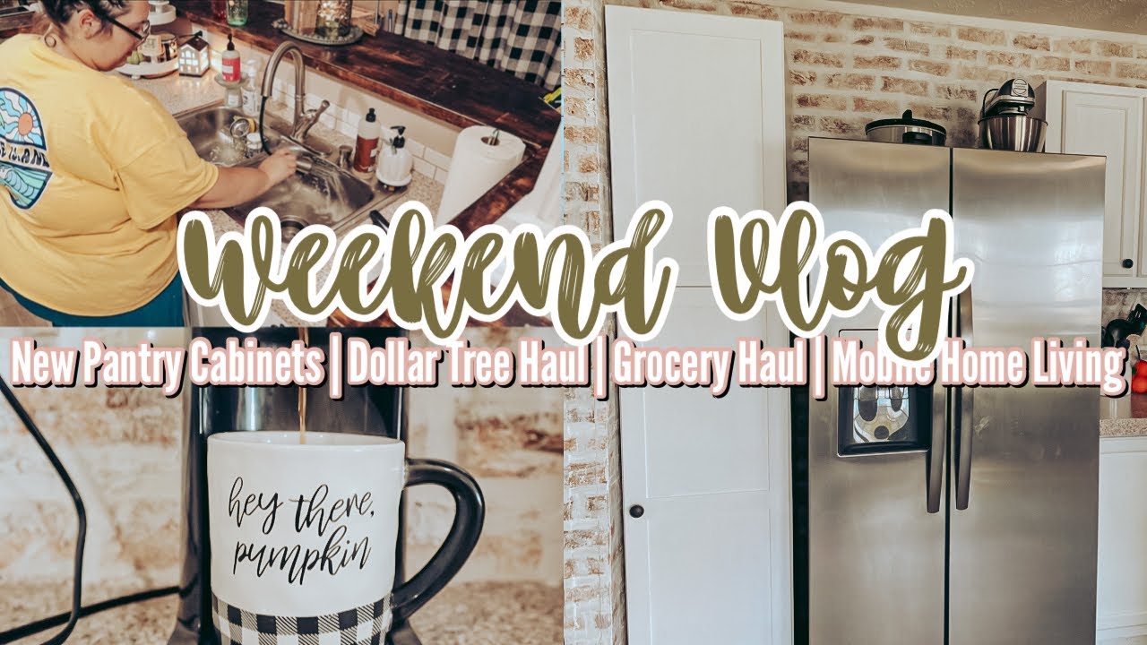 WEEKEND VLOG | mobile home updates | new pantry cabinets! | grocery haul | DOLLAR TREE HAUL | DITL