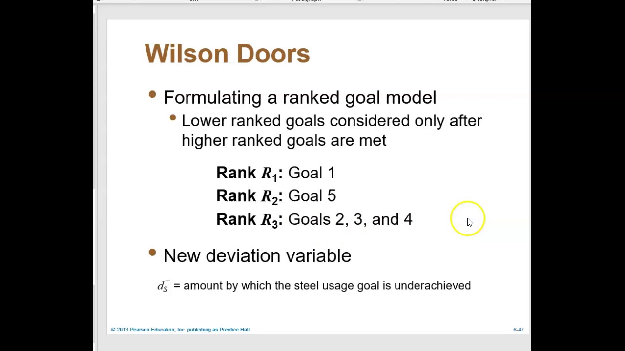 Goal Programming (Ranked Approach)