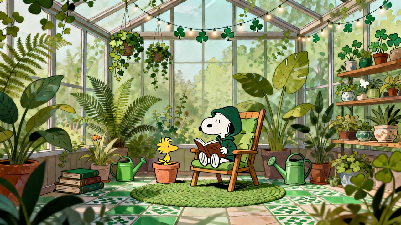 🌿🍀 Snoopy’s St. Patrick’s Day Garden | Cozy Lofi for Study & Relax