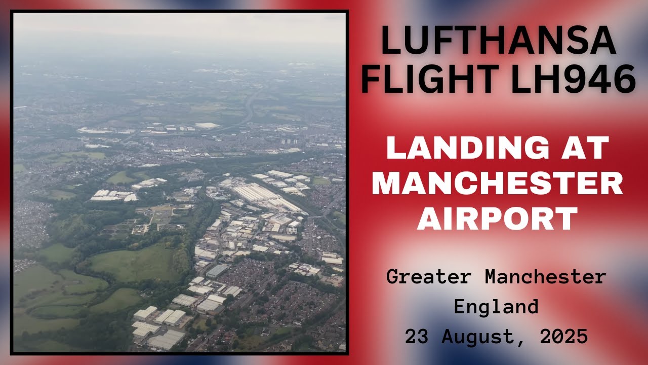 Lufthansa LH946 Landing at Manchester Airport, Greater Manchester, England - 23 August, 2025