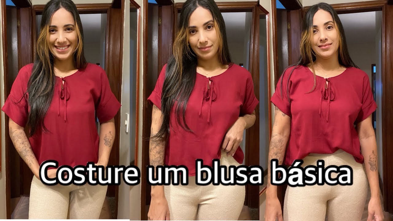 Blusa básica com manga e corte e Costura fácil. DIY