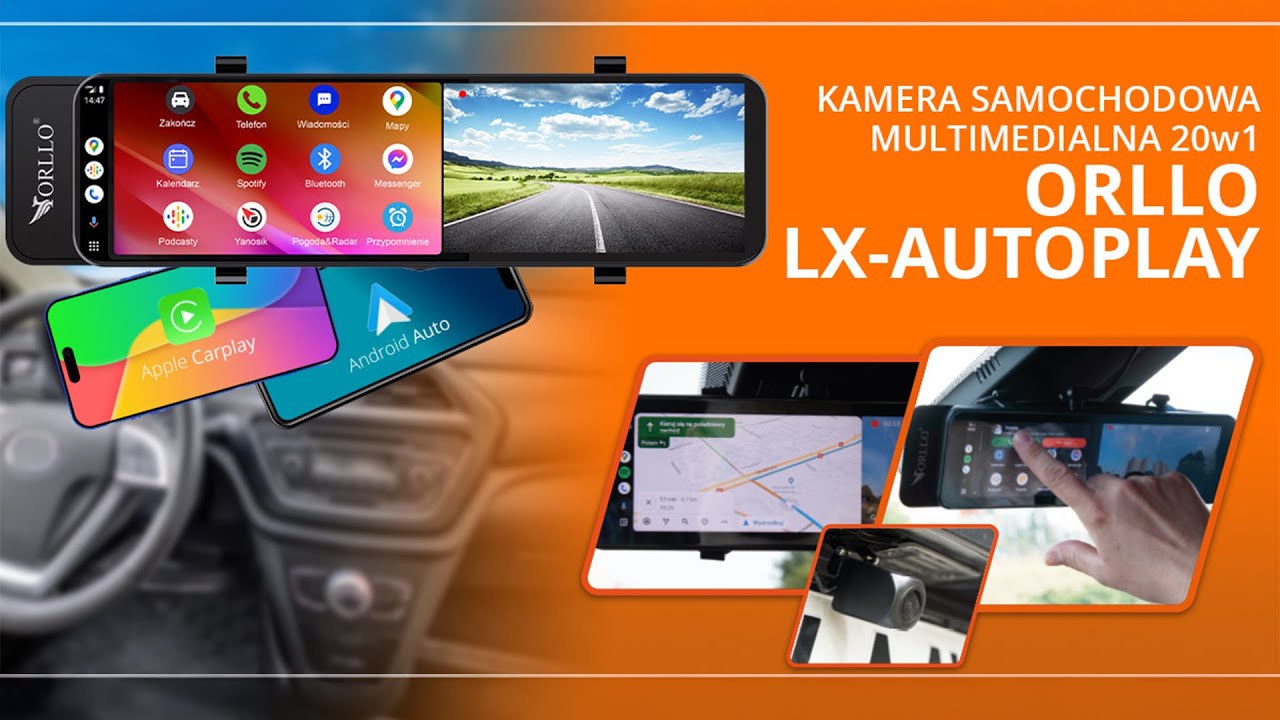 ORLLO LX-AUTOPLAY Kamera samochodowa mulimedialna 20w1 w lusterku nawigacja yanosik z kamerą cofania