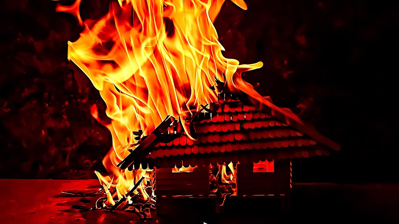 10 Hours to Build This Popsicle Stick House… Burned It in 15 Minutes – Epic Crackling Flames 4K 🔥