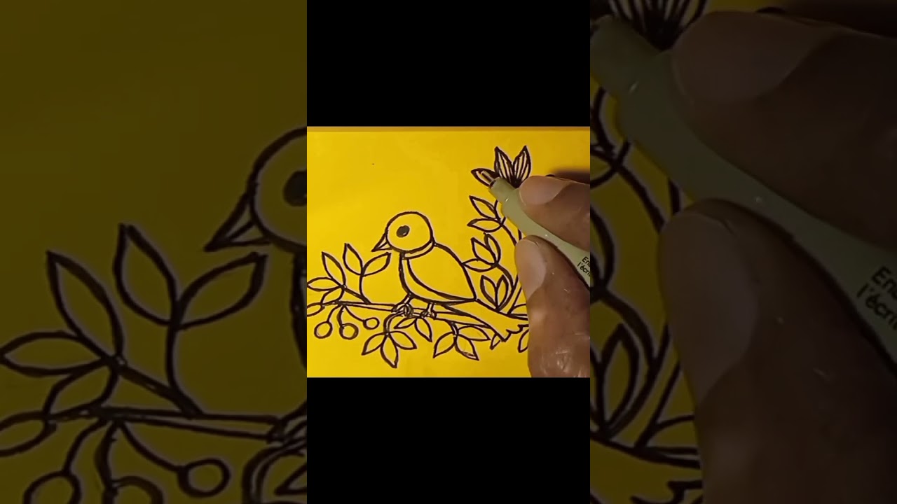 🔥🔥Sketch Bird drawing // #satisfying #bird #shorts #flower