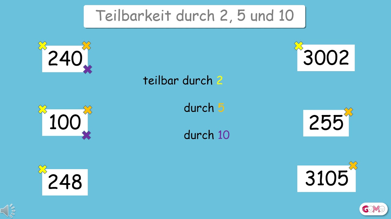 Teilbarkeitsregeln - Teilbarkeit durch 2, 5 und 10 - Klasse 4