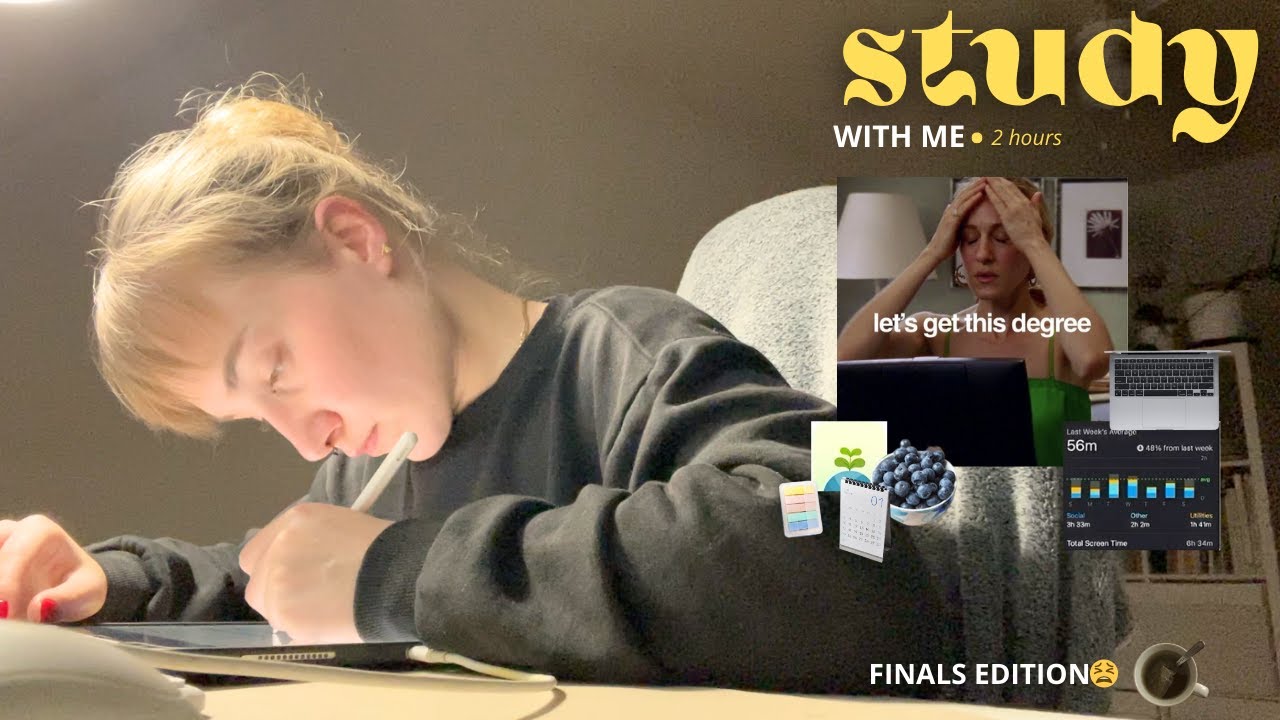 2 hour late night study with me for finals😩 | Rain Ambience