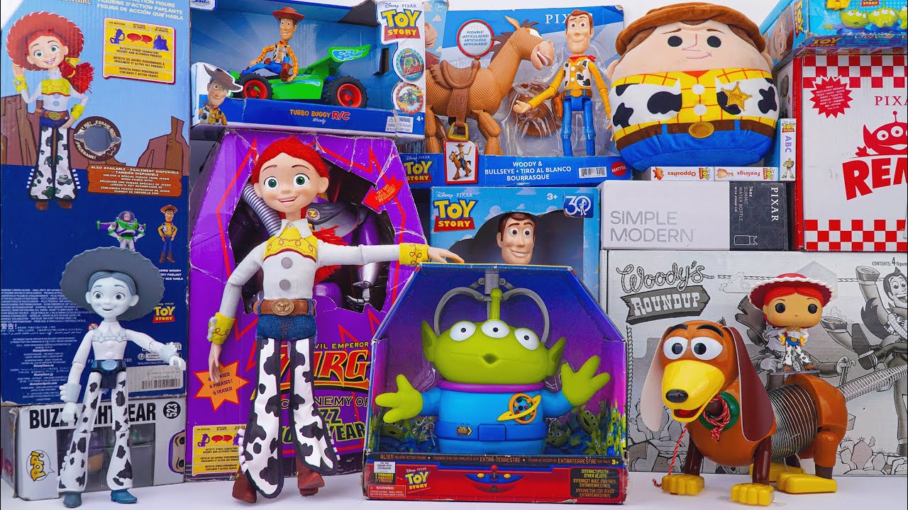 Box filled with Toy Story Collection | Toy Story Little Green Aliens & Slinky dog & Jessie
