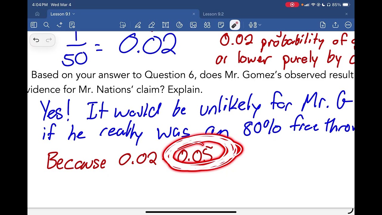 AP Statistics Lesson 9.1 (Introduction to Significance Tests)