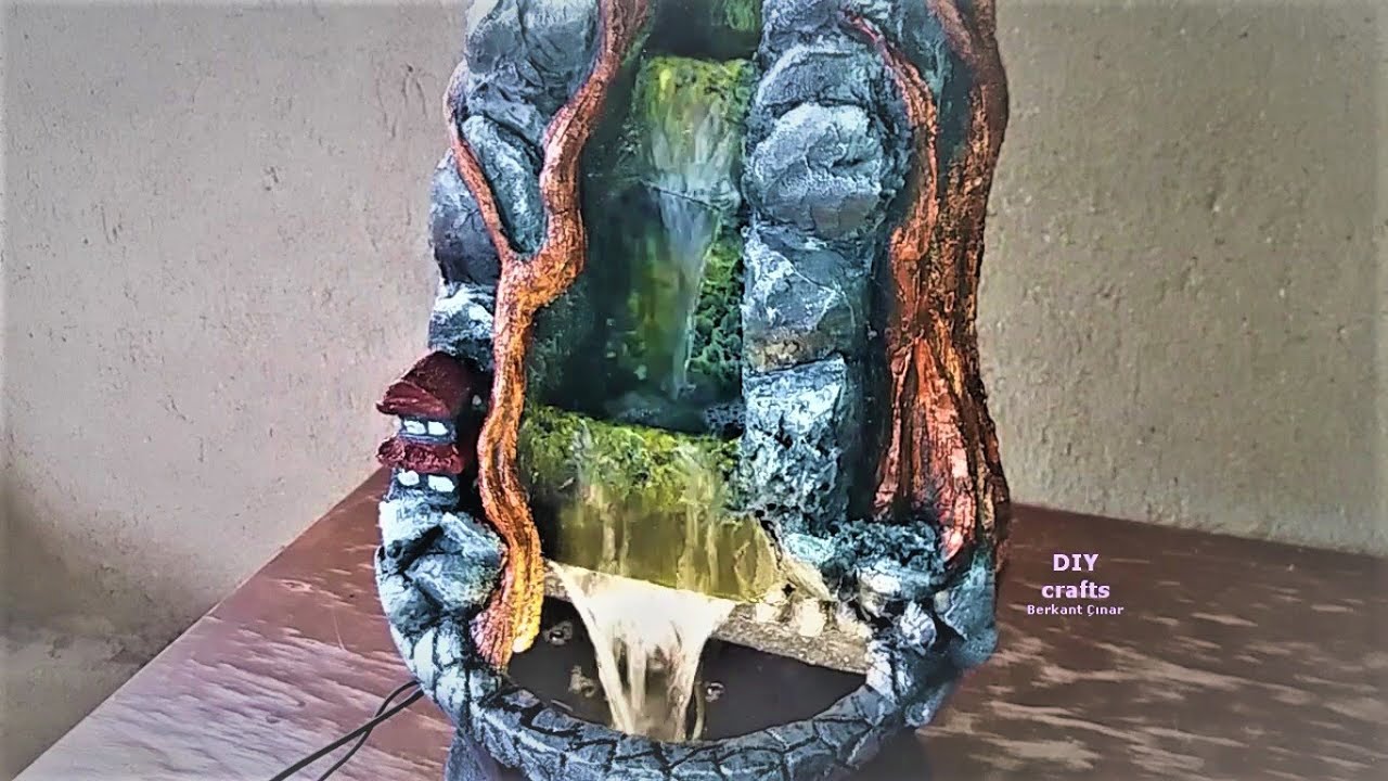 DIY Yapay Şelale Yapımı. Artificial Waterfall Construction. #diycrafts #viral