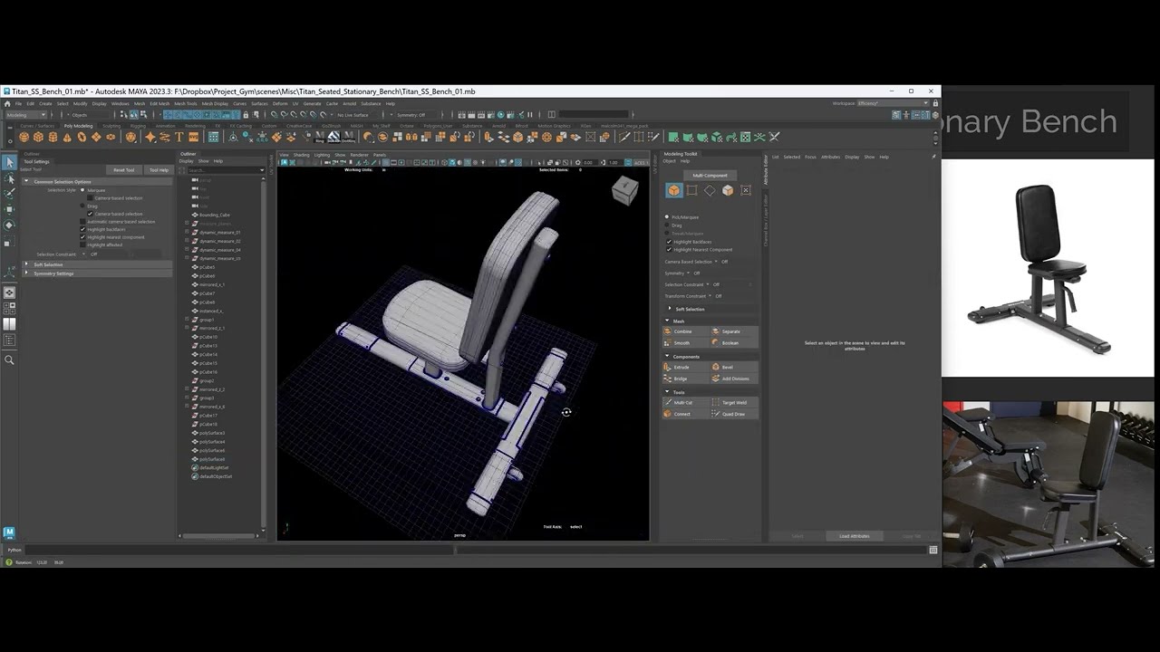Titan Seated Stationary Bench Modeling Timelapse