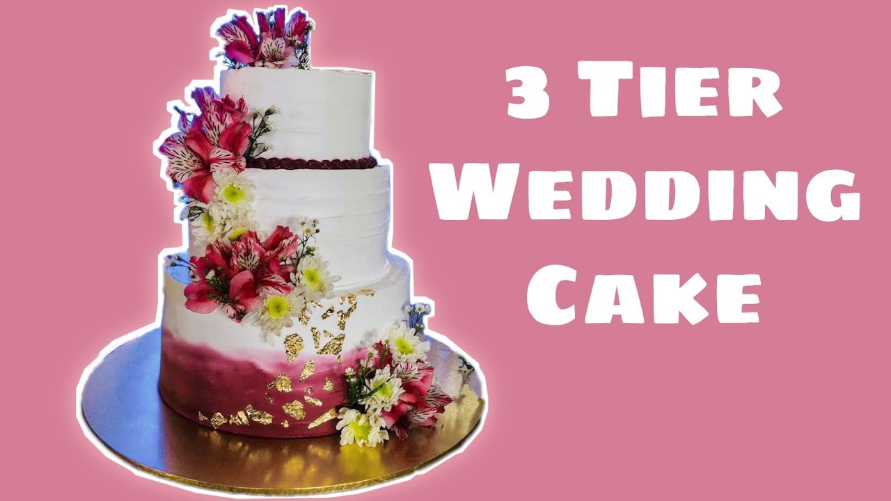 3 Tier Wedding Cake using Everwhip | Maroon Theme