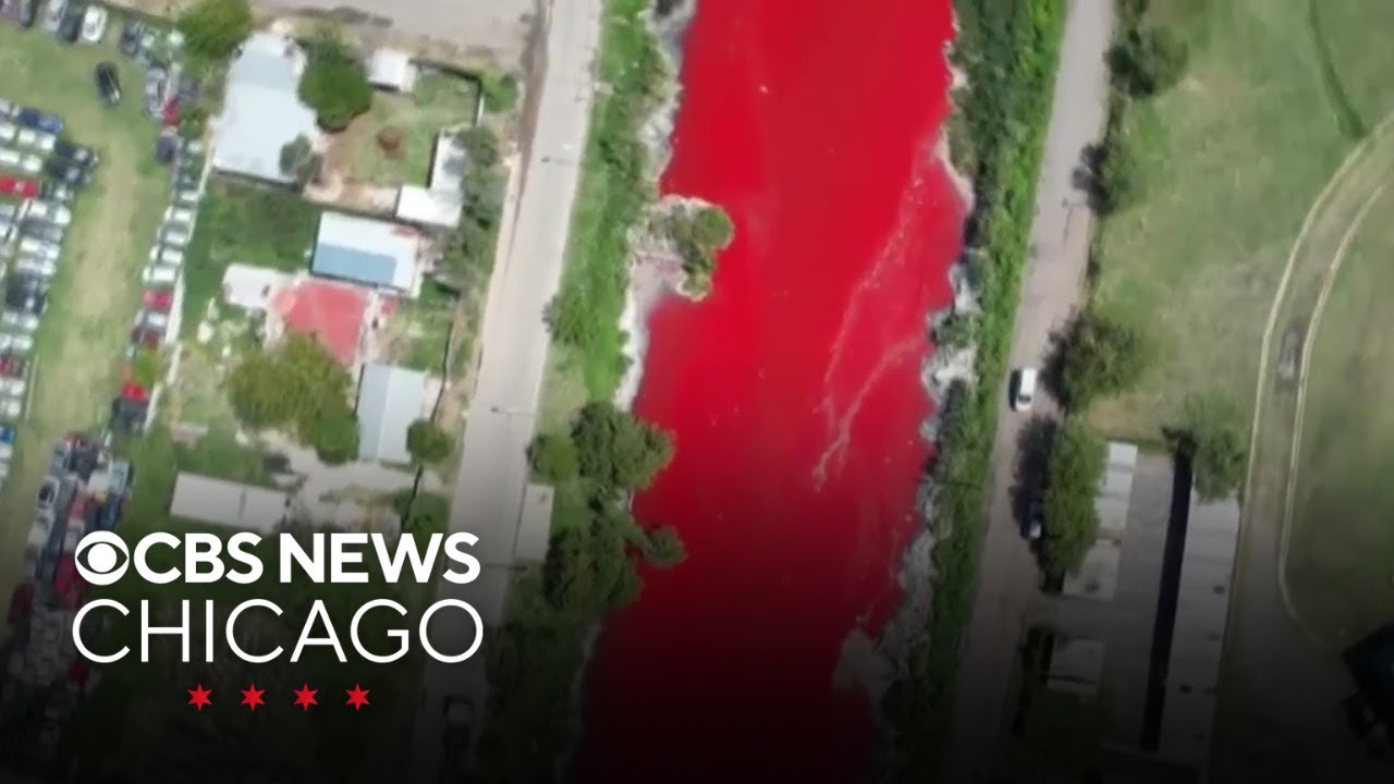 River in suburban Buenos Aires turns red