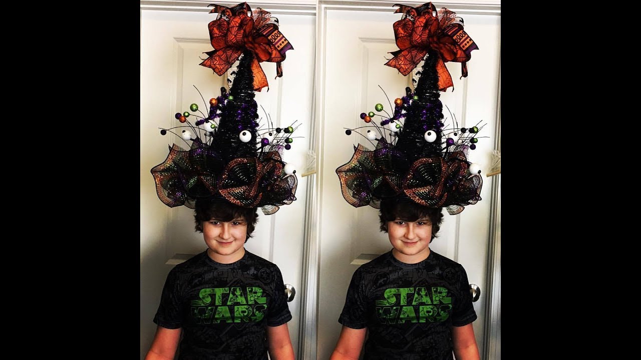 How to make a witch hat with a cone basket and a wreath Great for a centerpiece