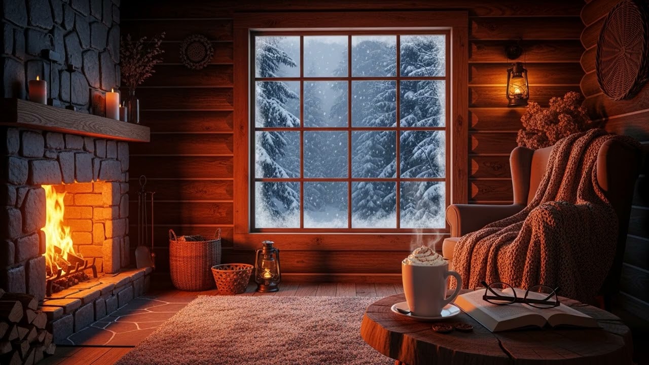 Snowstorm in a Cabin ❄️ Warm Jazzhop & Cozy Beats to Sleep/Relax [1 Hour]