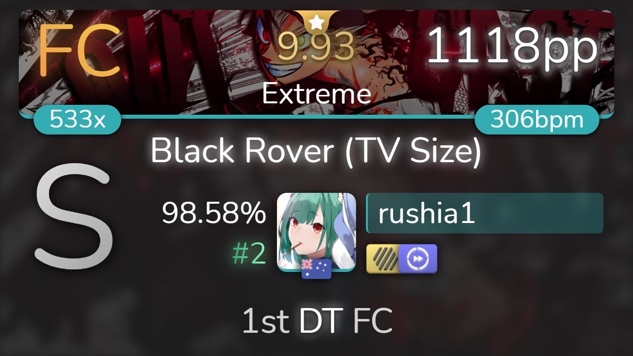 9.93⭐ mrekk fc'ed black rover top diff with HDDT | 1118pp