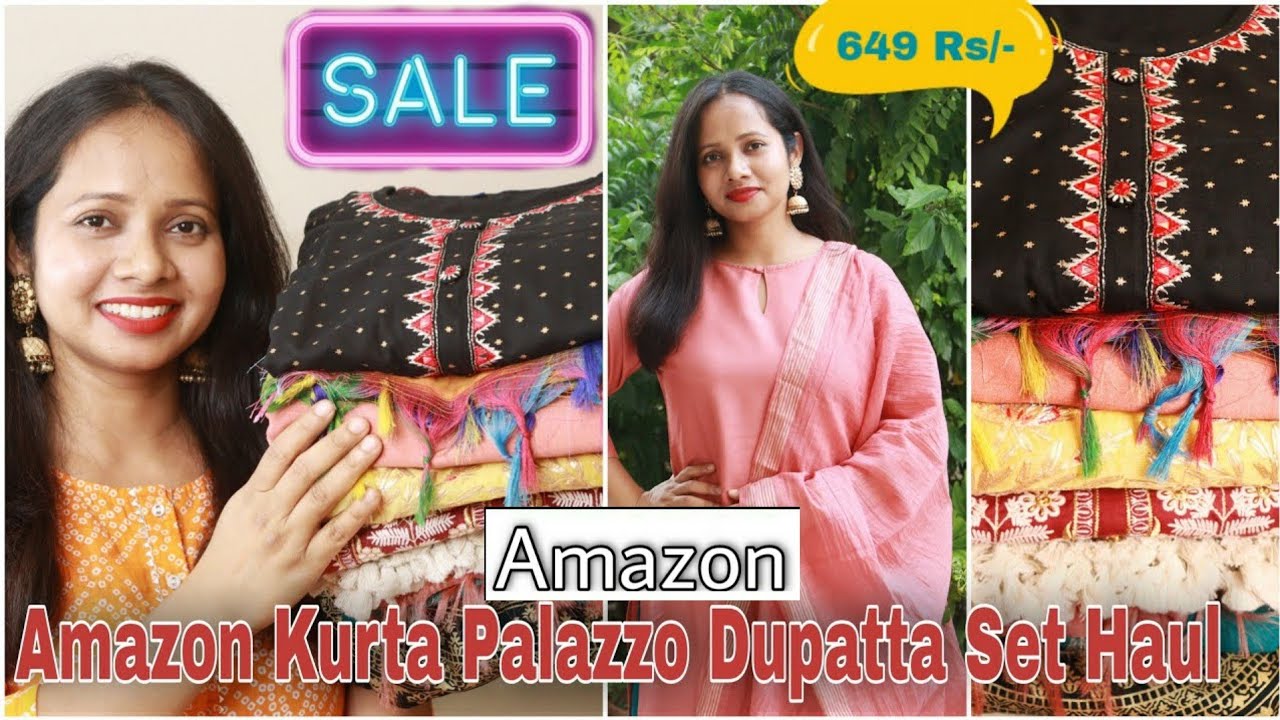 Amazon Kurta Palazzo Dupatta Set Haul | Amazon Festive Kurta Set Review | Ranjana R