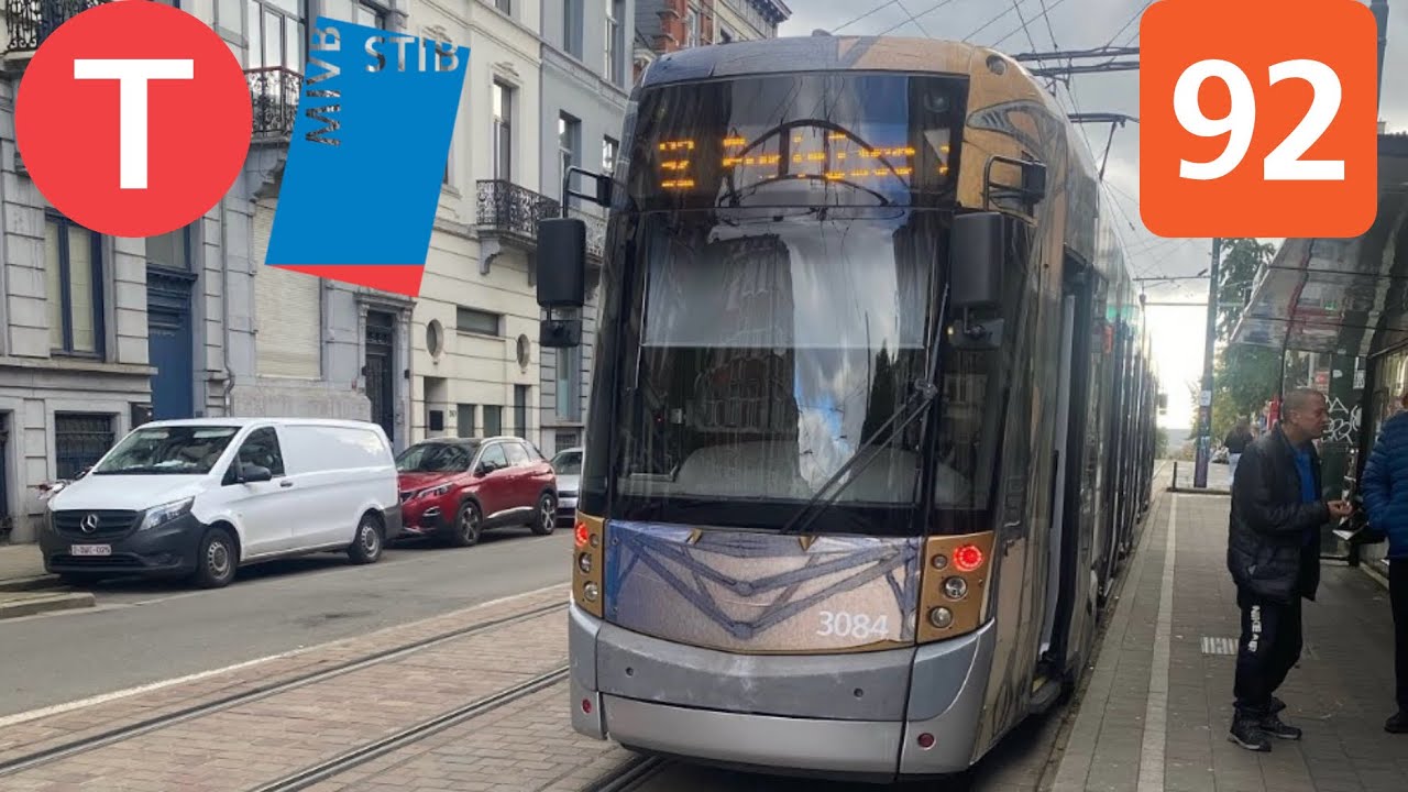 Stib: Trajet la ligne 92 dans un T3000 entre Louise et Vanderkindere (3084)