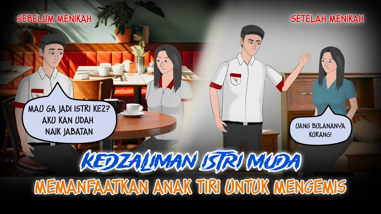 Kisah Kedzaliman Istri Muda - Memanfaatkan Anak Tiri untuk Mengemis | Kartun Azab #Animasiazab