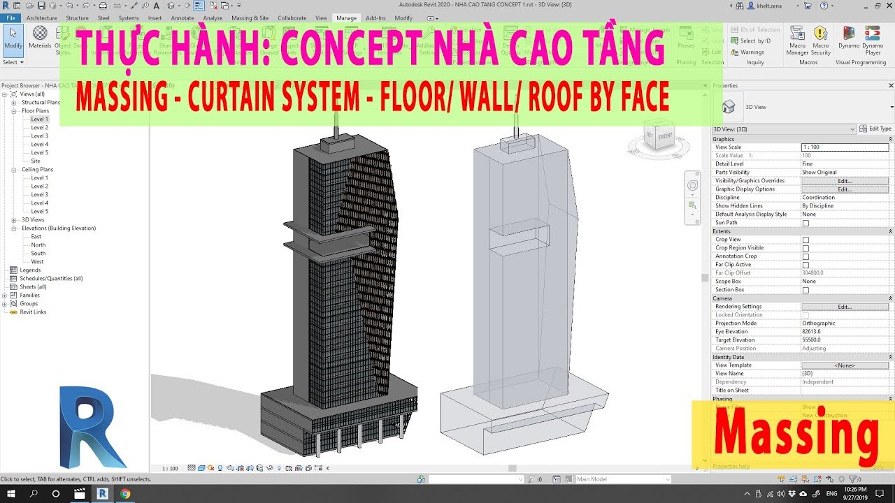 REVIT 2020 Thực hành Concept NHÀ CAO TẦNG với MASSING