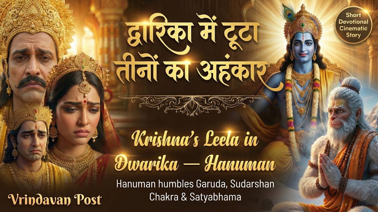 गरुड़, सुदर्शन और सत्यभामा का अहंकार | Krishna–Hanuman Divine Story | Cinematic Devotional.