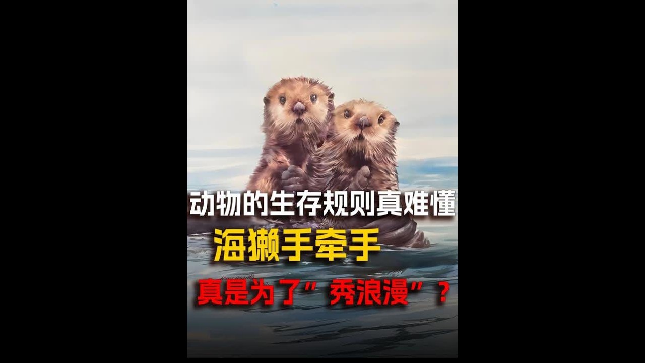 谁懂啊！海獭睡觉手拉手的秘密，颠覆我对“浪漫”的所有认知 #海獭 #抖出知识点 #保护海獭 #浪漫