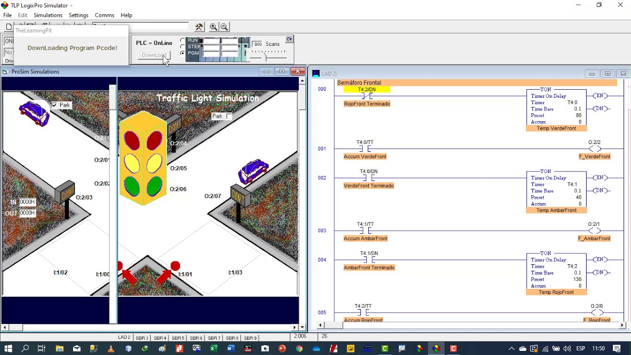Diagrama de Escalera 05 Simulación de un Semáforo || Temporizadores LogixPro || PLC
