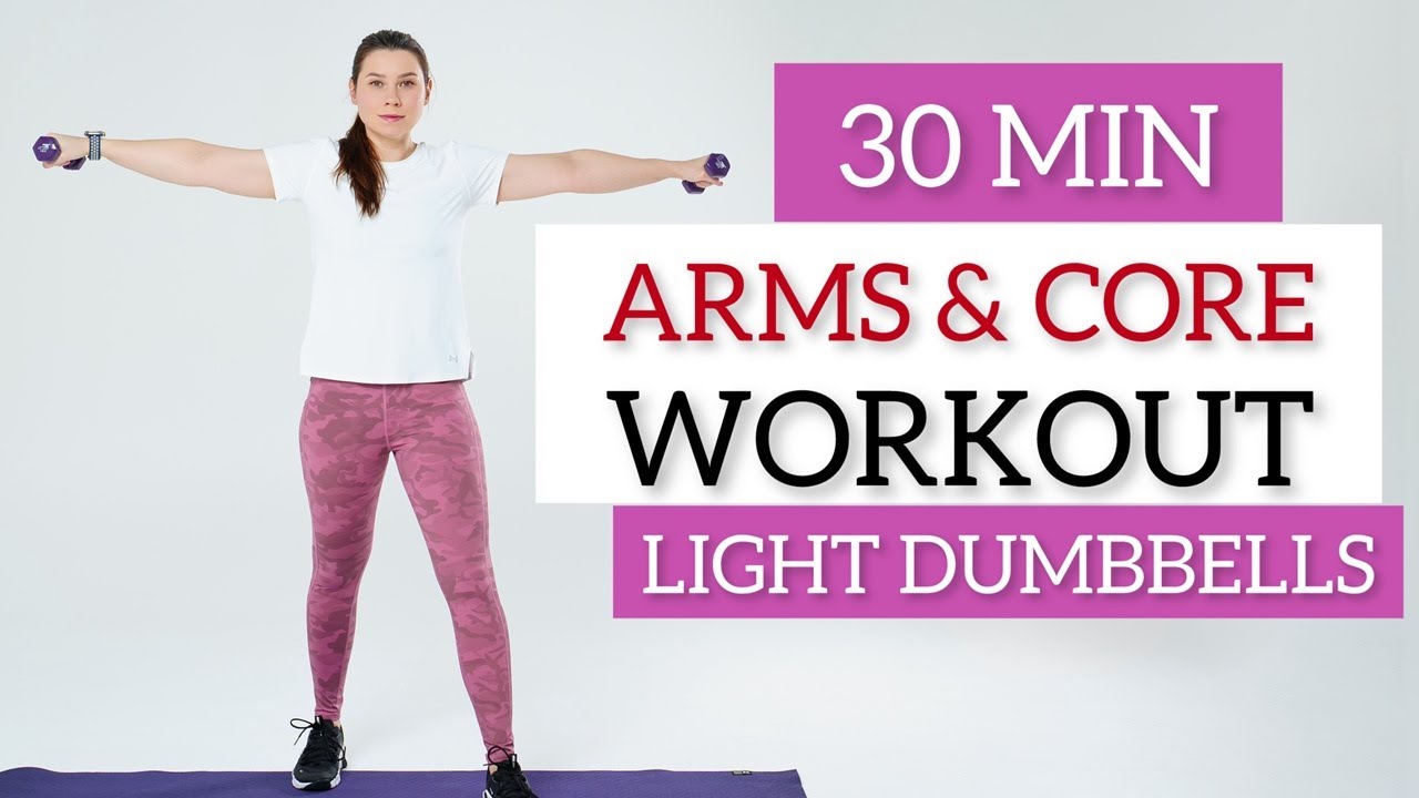 30 min  STANDING UPPER BODY WORKOUT / With Light Dumbbells /Arms, Abs, Chest & Back / Home workout