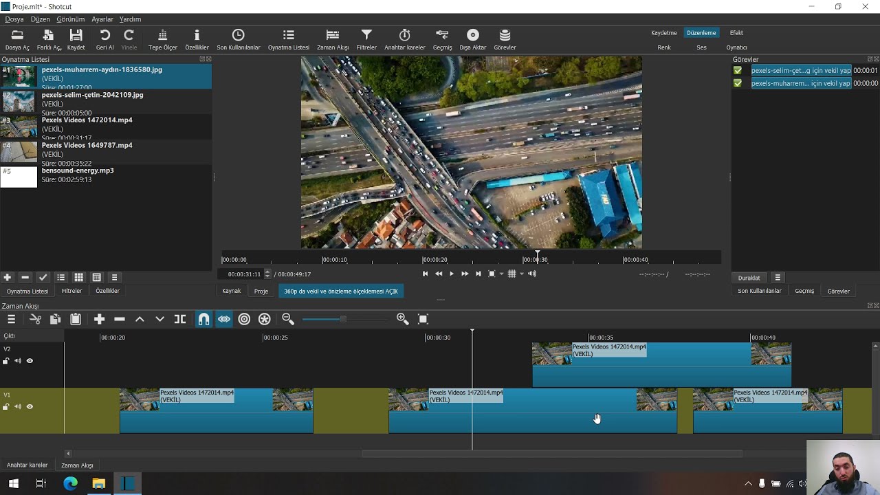 8) Zaman Akışı Kullanımı - Shotcut Video Montaj Programı