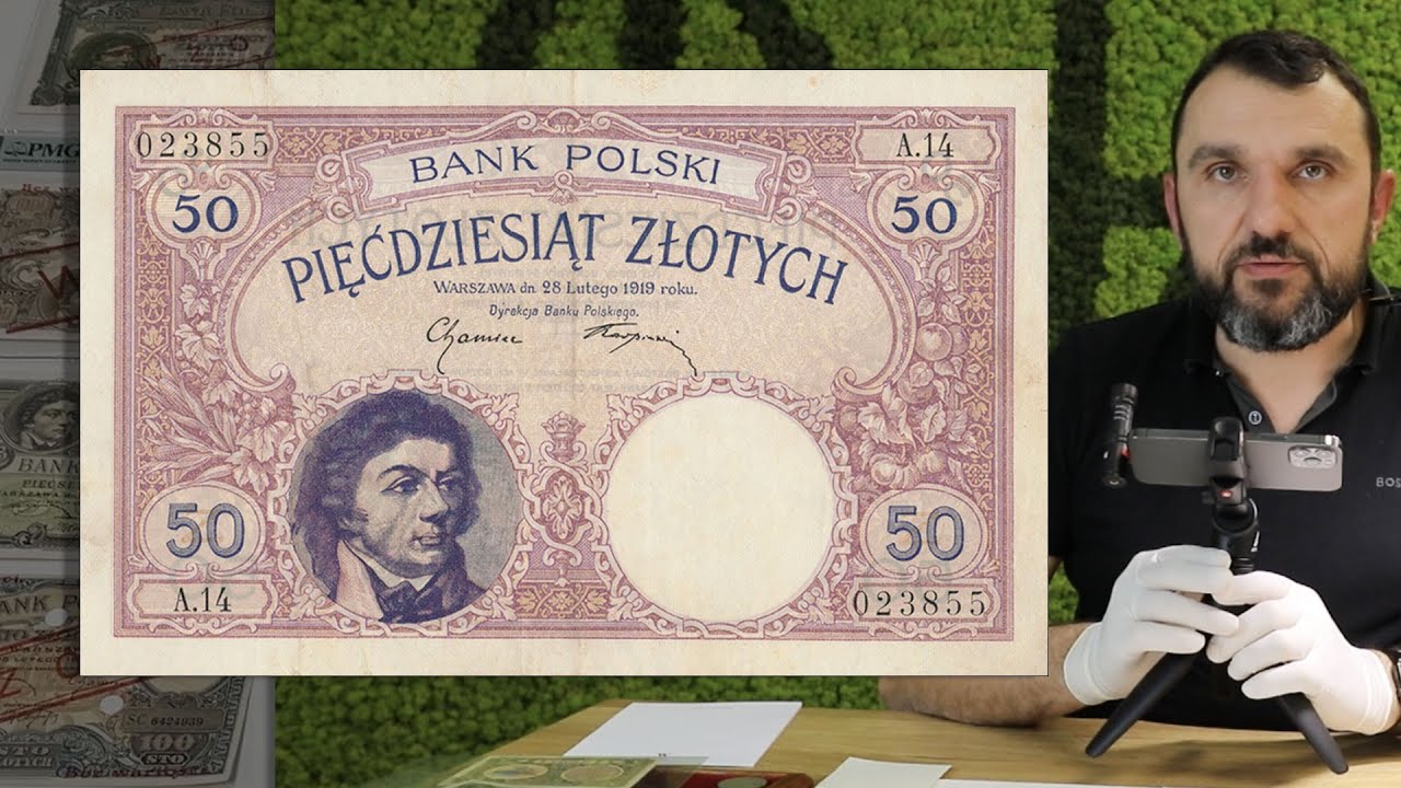 Bardzo rzadkie 50 zł 1919 i cała emisja 1919-1924 w tle