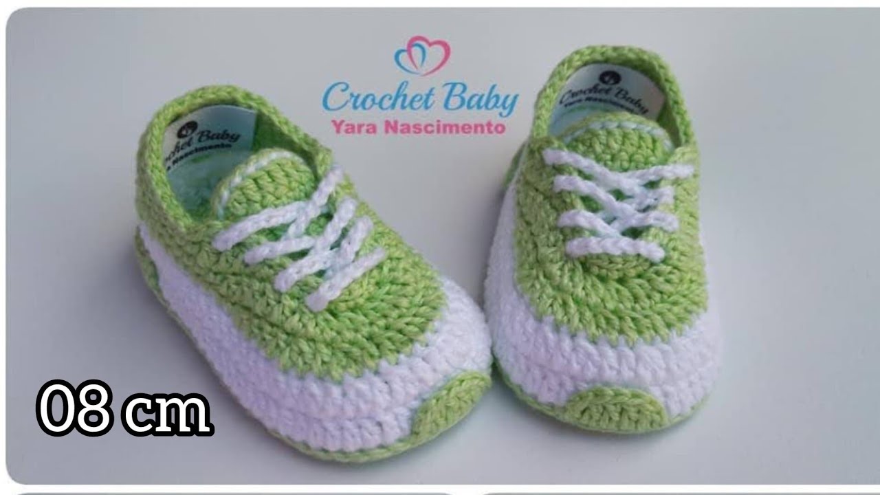 Tênis ICARO de crochê RN - Tamanho 08 cm - Crochet Baby Yara Nascimento