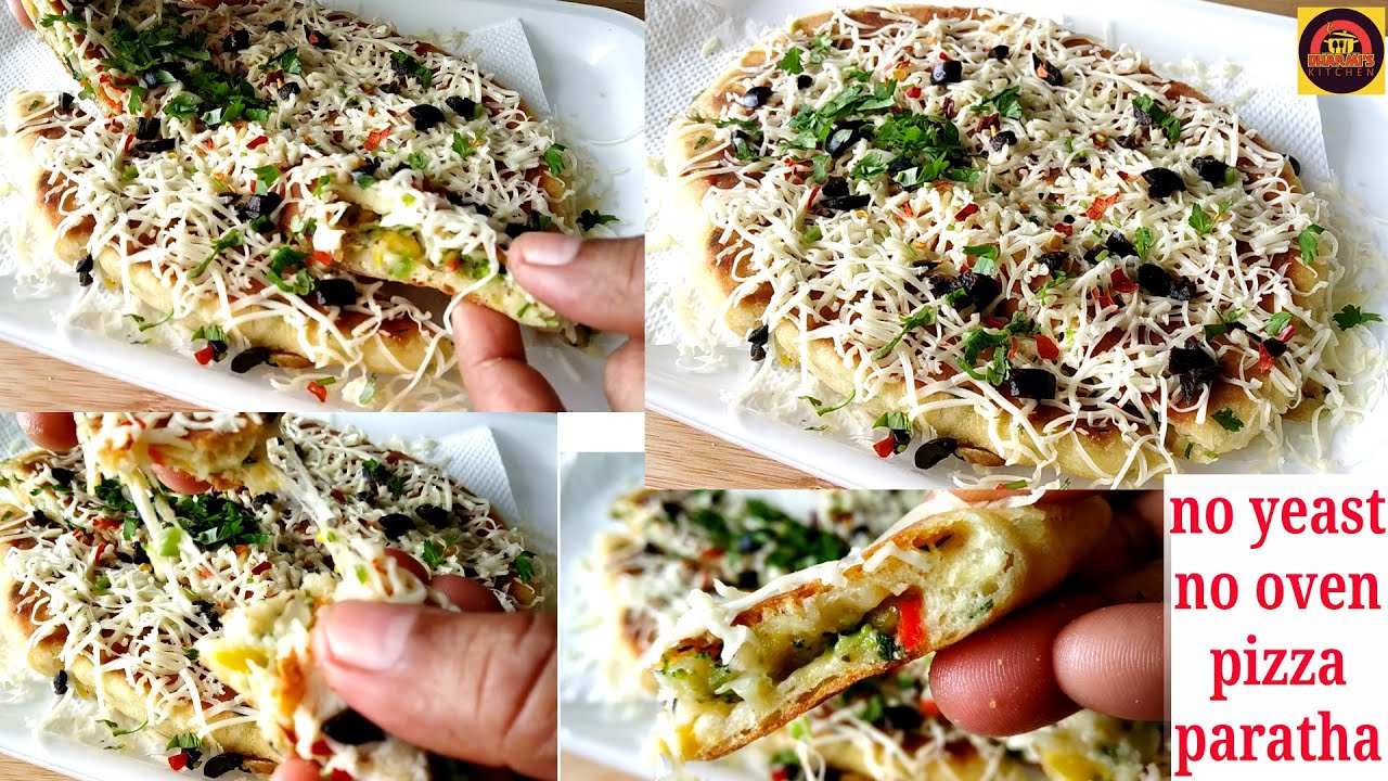 No Oven No Yeast Pizza Paratha ठंडी की मौसम में गर्मागर्म पिज़्ज़ा पराठा बनाइए सिर्फ 10 मिनट में❤️